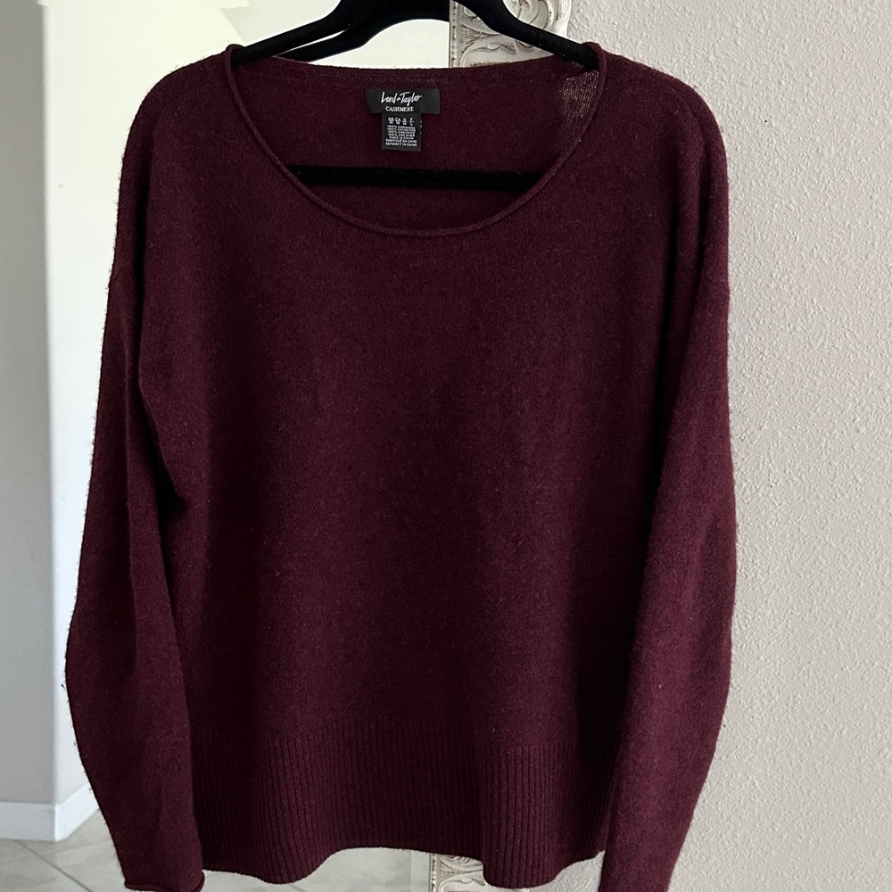 Lord & Taylor Cashmere Burgundy Scoop Neck Sweater